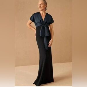 Sachin + Babi Black and Deep Navy Satin-Tie Maxi Dress